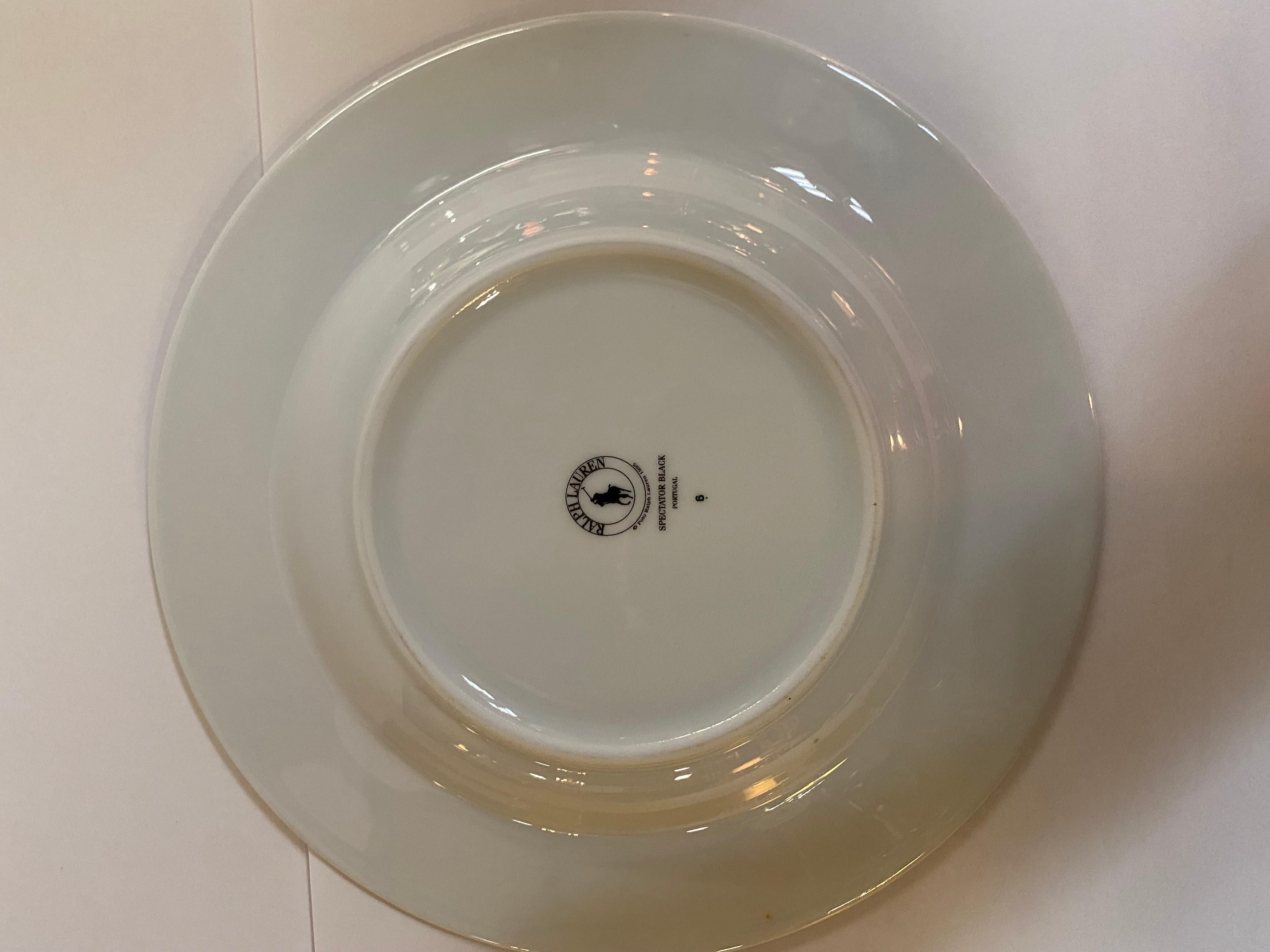 Ralph Lauren Home Black Spectator Black Rim Soup Bowls, Set of 4 In Good Condition In New York, NY