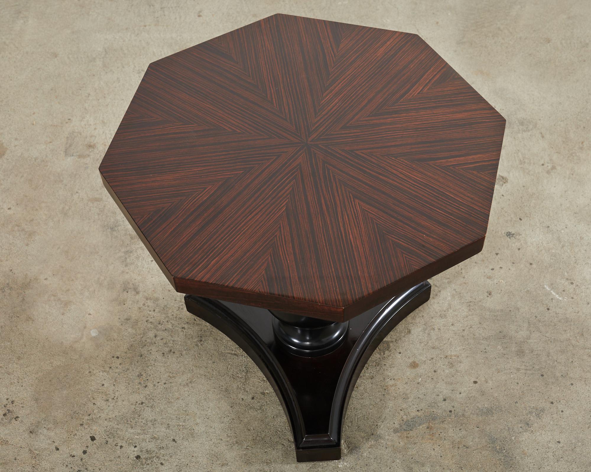 Ebonized Ralph Lauren Home Clivedon Octagonal Pedestal Center Table For Sale