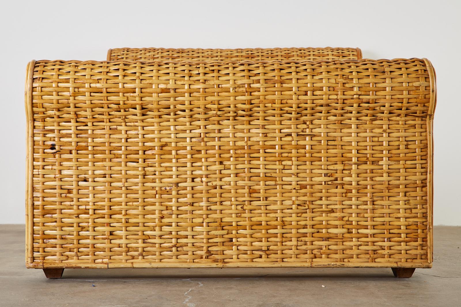 Organic Modern Ralph Lauren Home Collection Woven Rattan Wicker Bed For Sale
