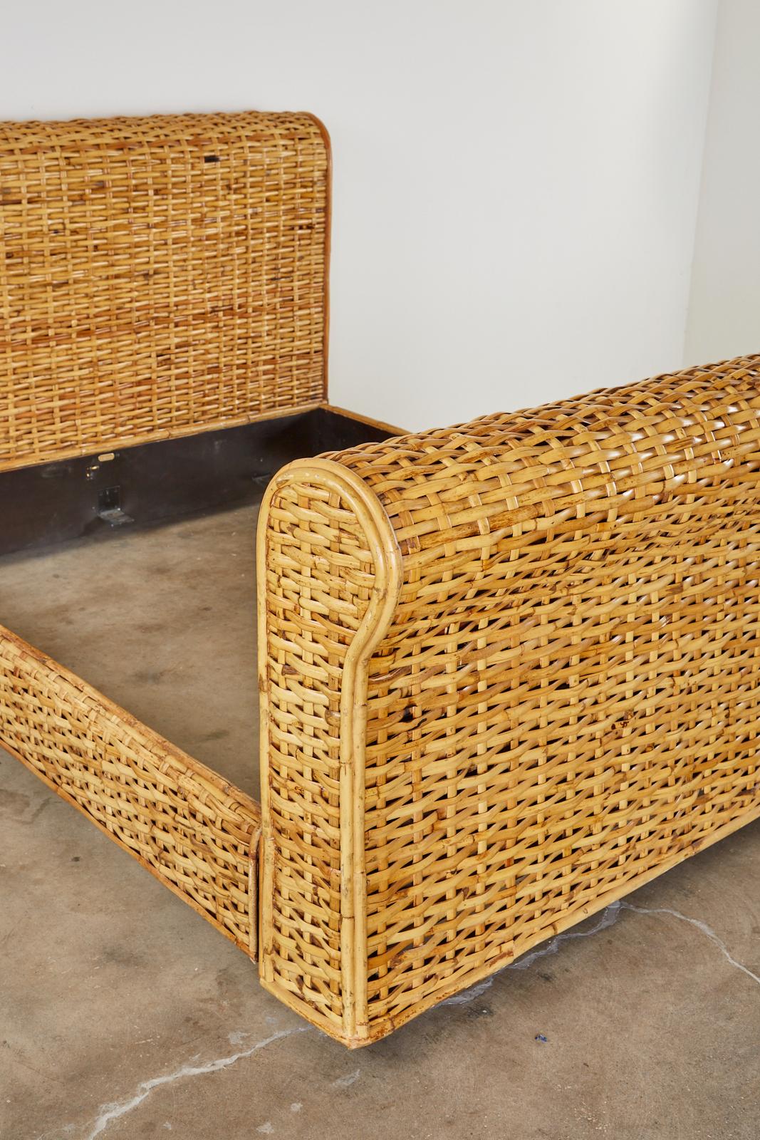 American Ralph Lauren Home Collection Woven Rattan Wicker Bed For Sale
