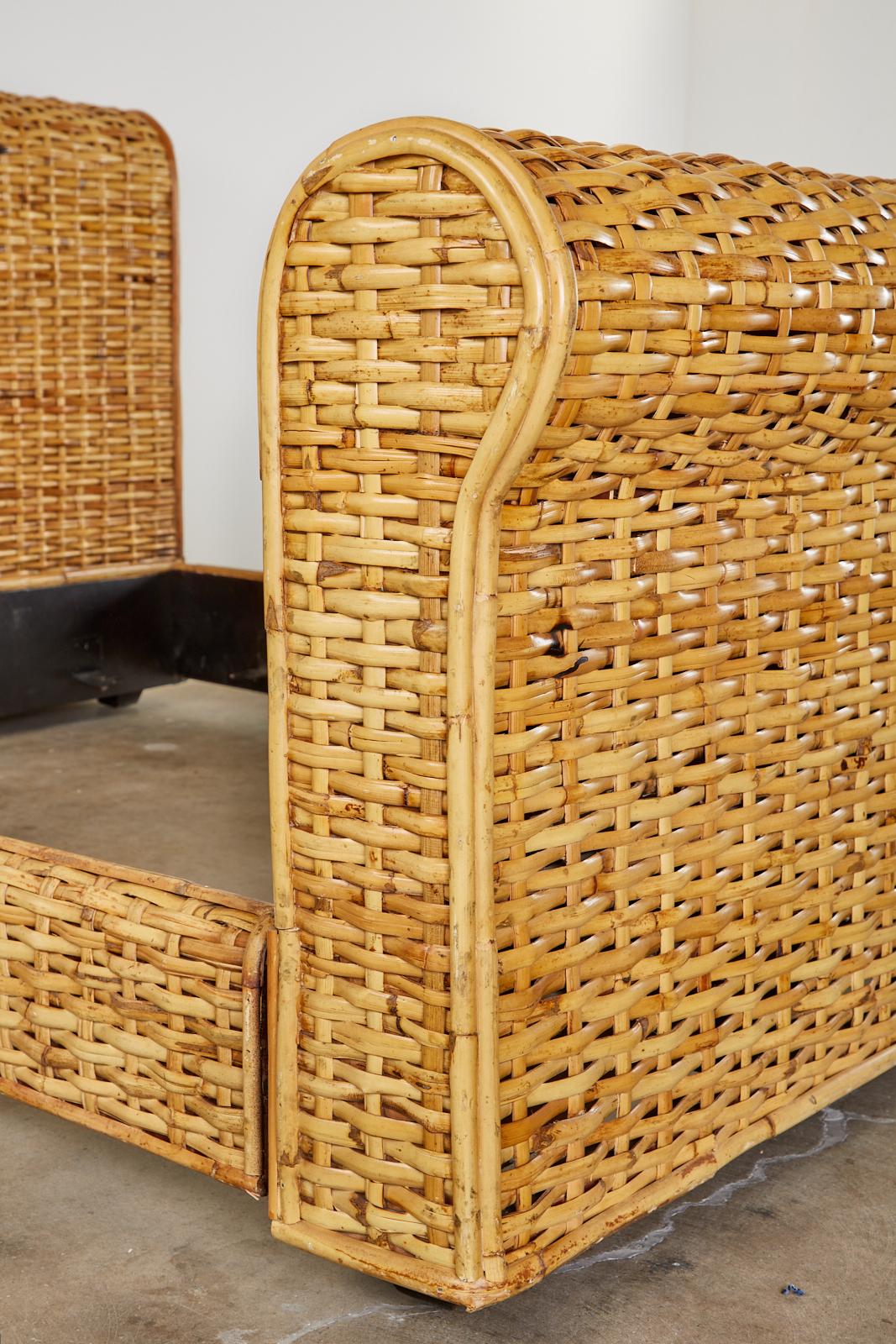 20th Century Ralph Lauren Home Collection Woven Rattan Wicker Bed For Sale