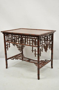Ralph Lauren Home Indian Cove Lodge Fretwork Faux Bamboo Chinoiserie Side Table