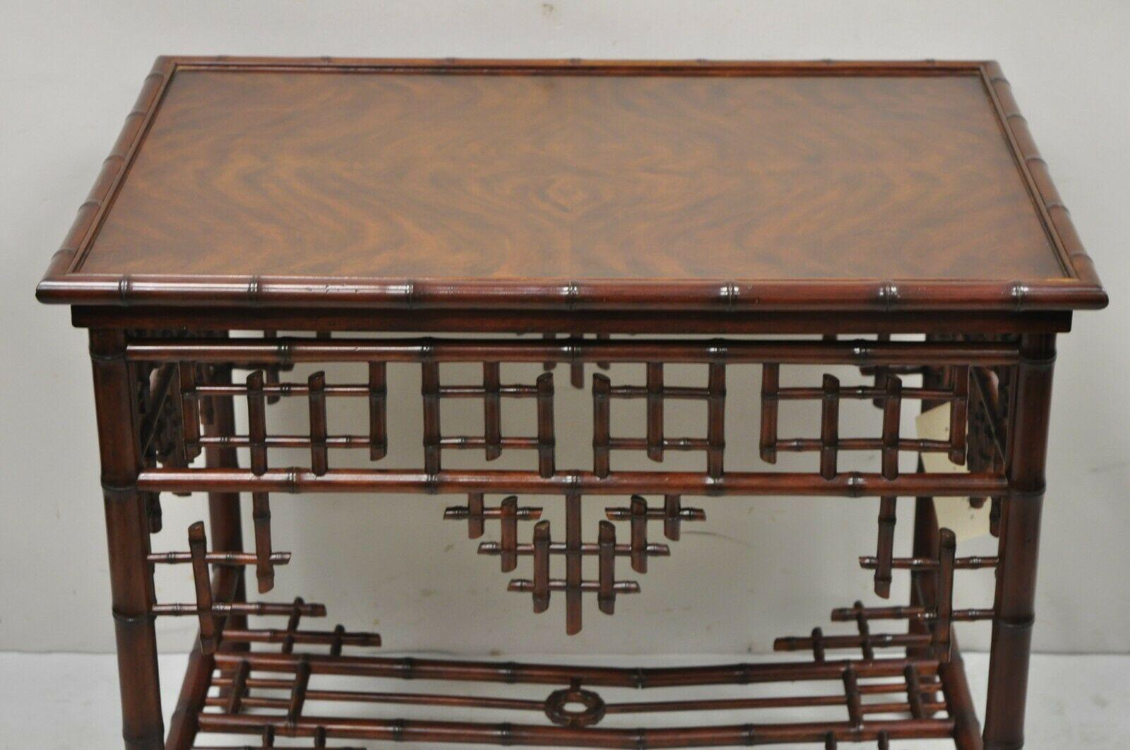 Philippine Ralph Lauren Home Indian Cove Lodge Fretwork Faux Bamboo Chinoiserie Side Table