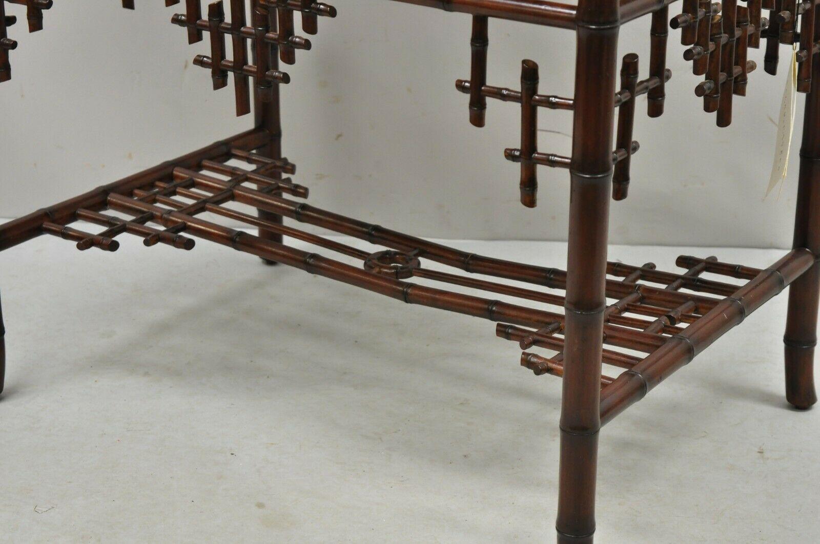 Ralph Lauren Home Indian Cove Lodge Fretwork Faux Bamboo Chinoiserie Side Table In Good Condition In Philadelphia, PA