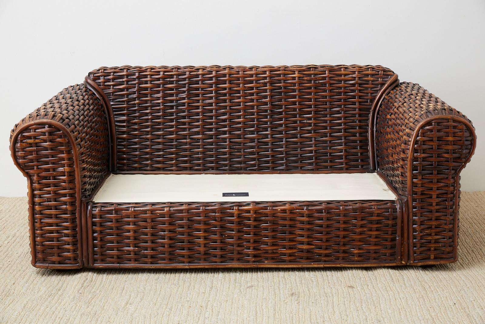 American Ralph Lauren Home Polo Collection Woven Rattan Settee