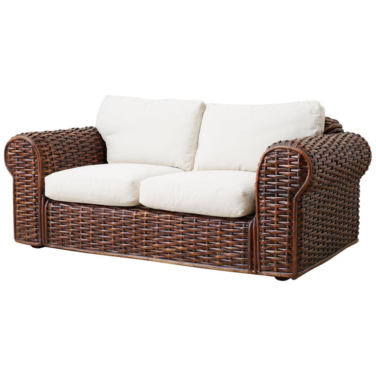 Ralph Lauren Home Polo Collection Woven Rattan Settee For Sale at 1stDibs