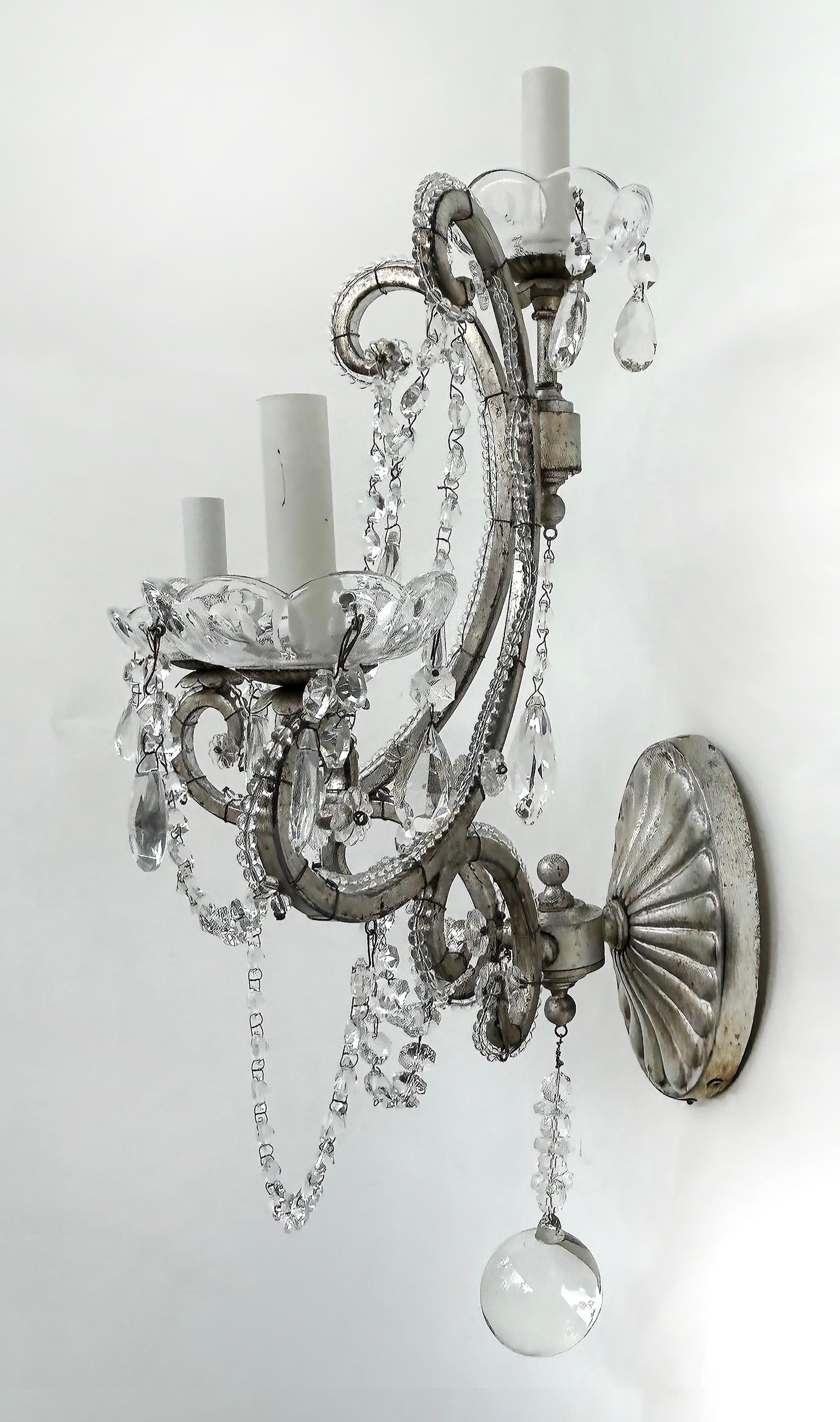 Con perline Ralph Lauren Home - Applique in cristallo argentato con bordatura in vetro, 2 coppie disponibili in vendita