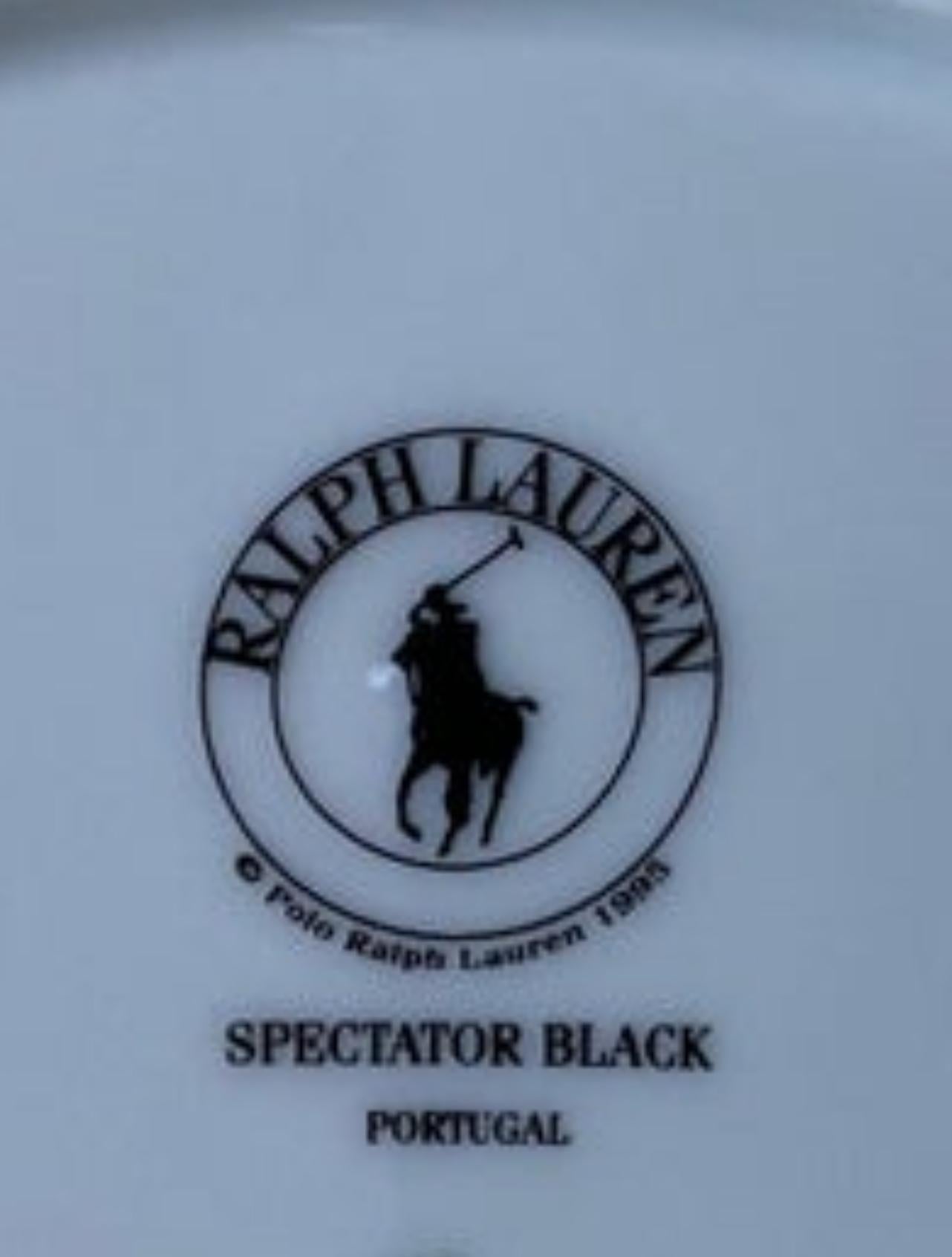 Portuguese Ralph Lauren Home Spectator Black Dinnerware, Set of 4 Place Settings