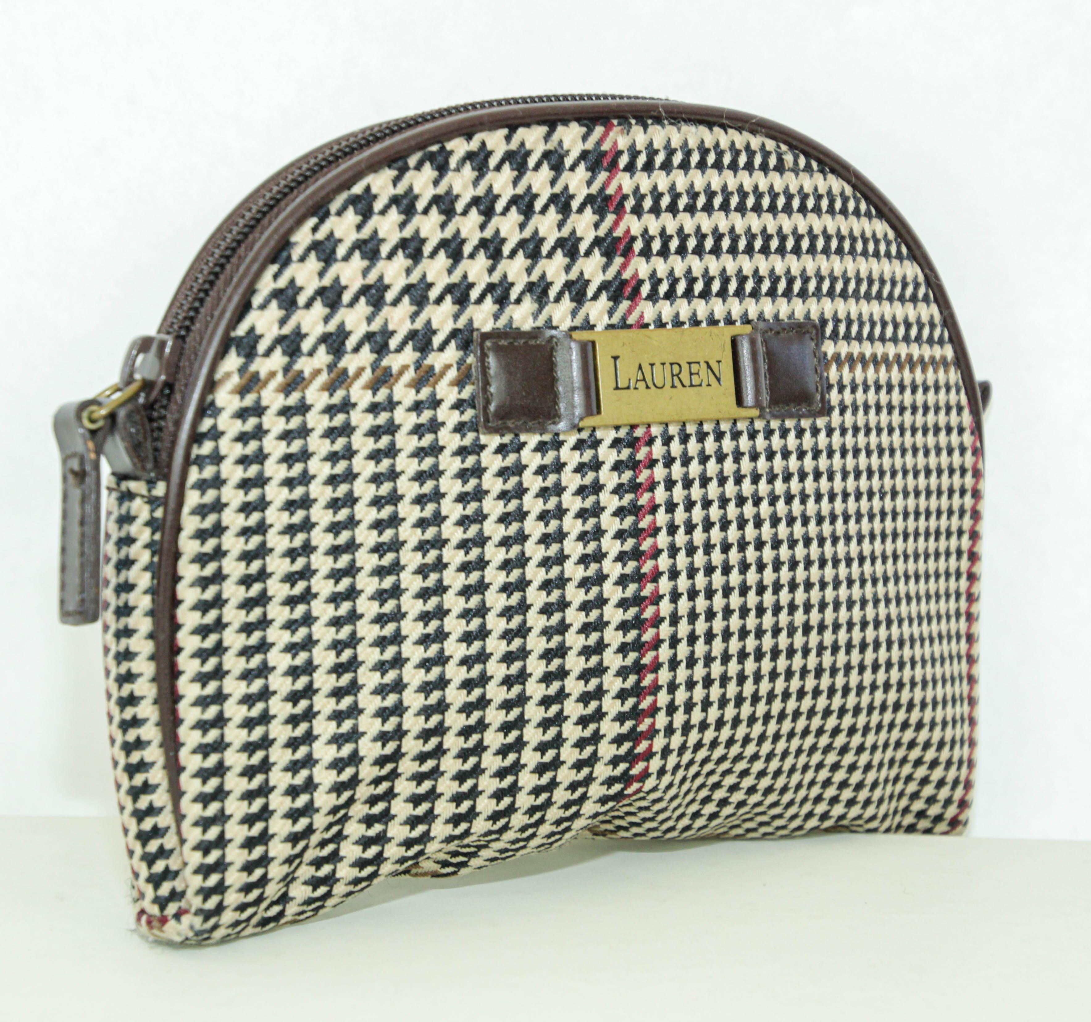 Ralph Lauren Kosmetiktasche mit Hahnentrittmuster Brieftasche (Grau) im Angebot