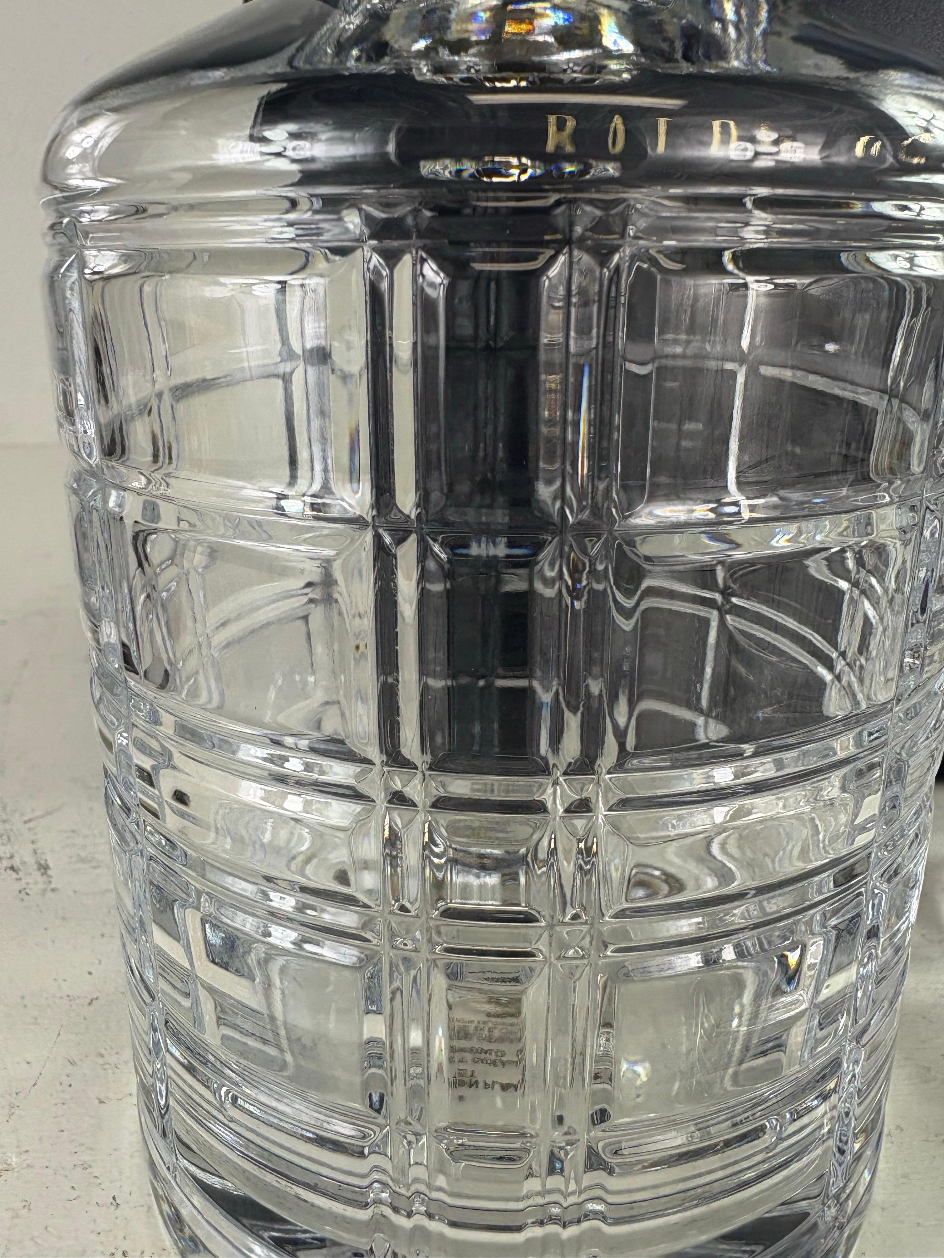 Contemporary Ralph Lauren Hudson plaid cut Crystal decanter gift box. For Sale