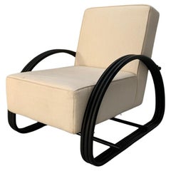 Ralph Lauren "Hudson Street" Lounge Chair Fauteuil - En lin pâle et noirci