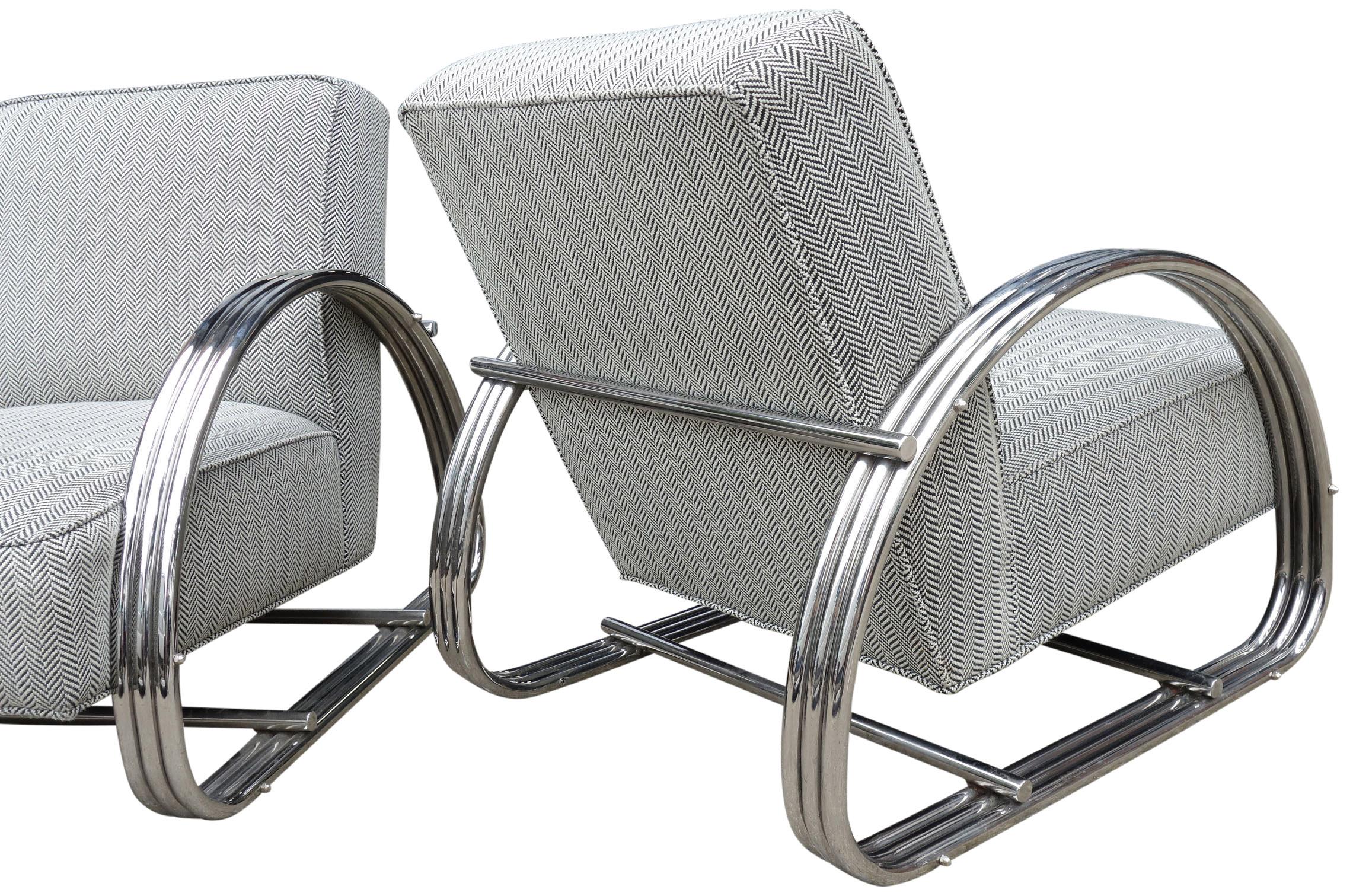 Art Deco Ralph Lauren Hudson Street Lounge Chair, Pair