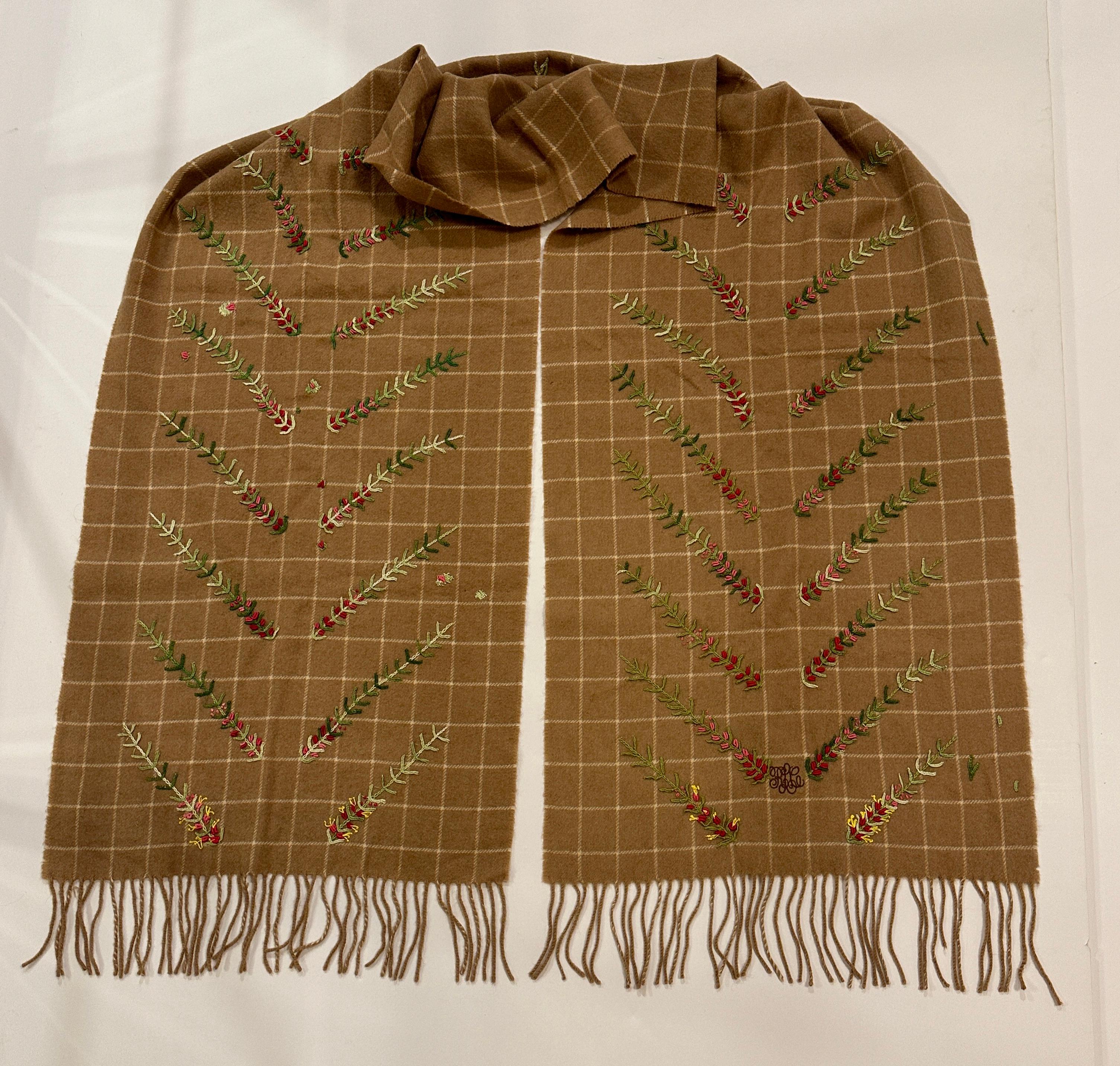 Ralph Lauren Huge Hand-Embroidered Camel-Hair Fringed Shawl For Sale 10