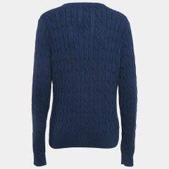 Ralph Lauren Hunter Navy Blue Cable Knit Sweater XL