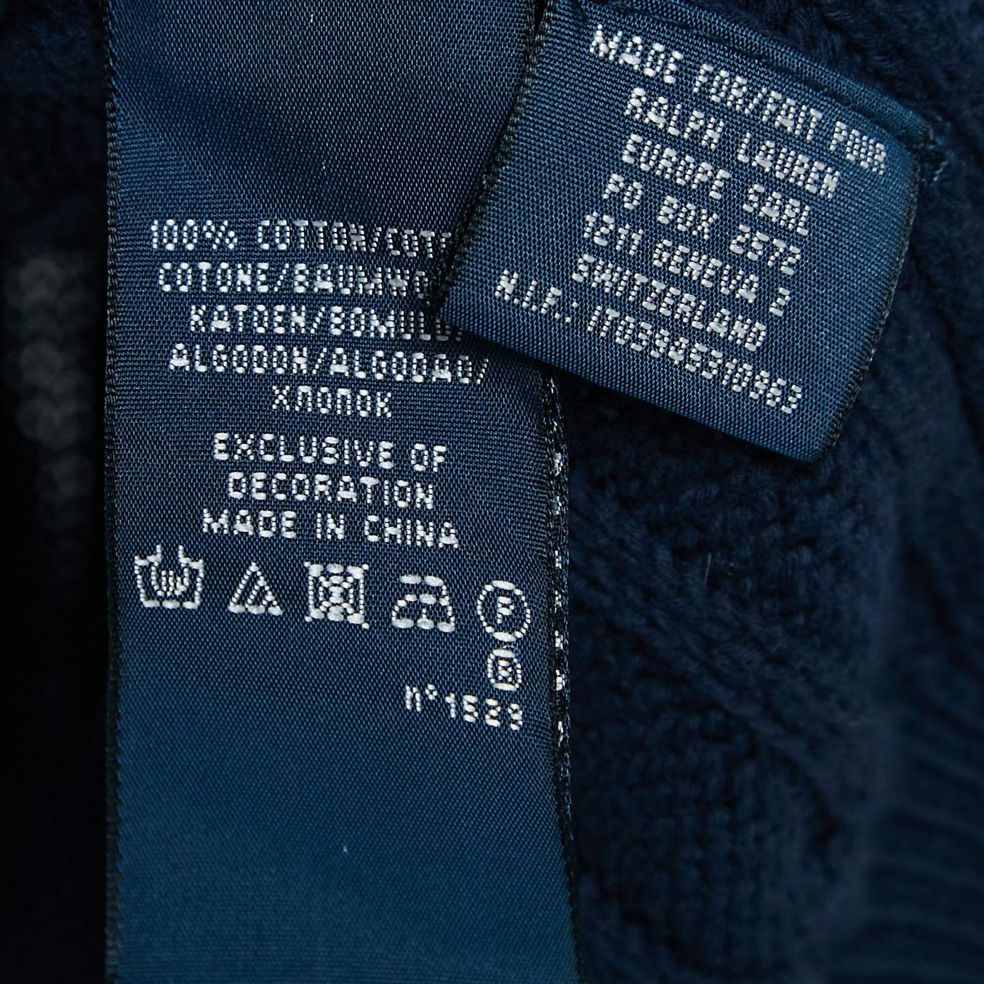 Pull Ralph Lauren Hunter bleu marine en tricot câble XL Pour femmes en vente