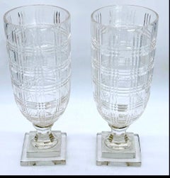 Ralph Lauren Ikonisch  Plaid' Crystal Hurricane Kerzenständer, Ausgelaufen