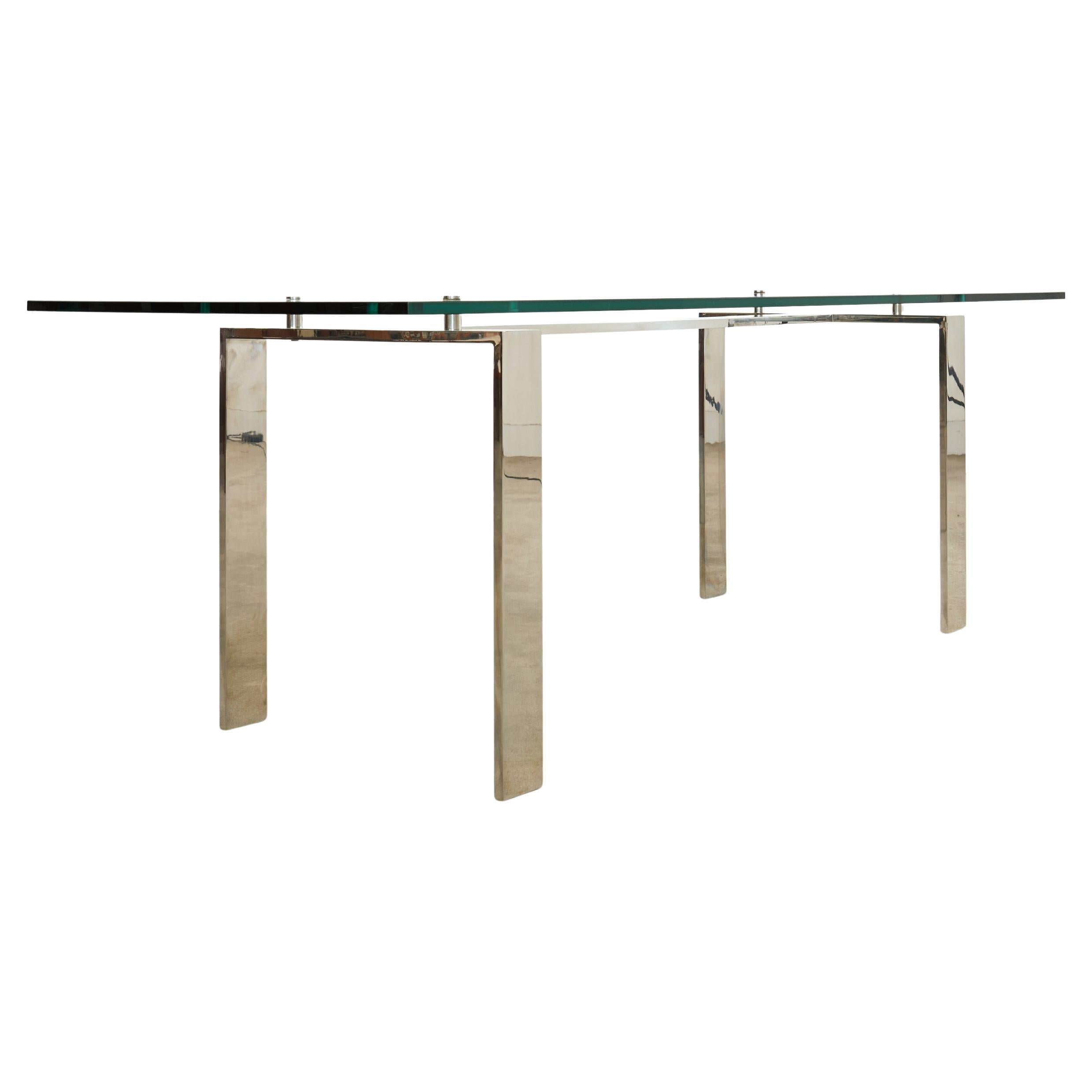 Ralph Lauren Italian Chrome Glass Langham Dining Table For Sale