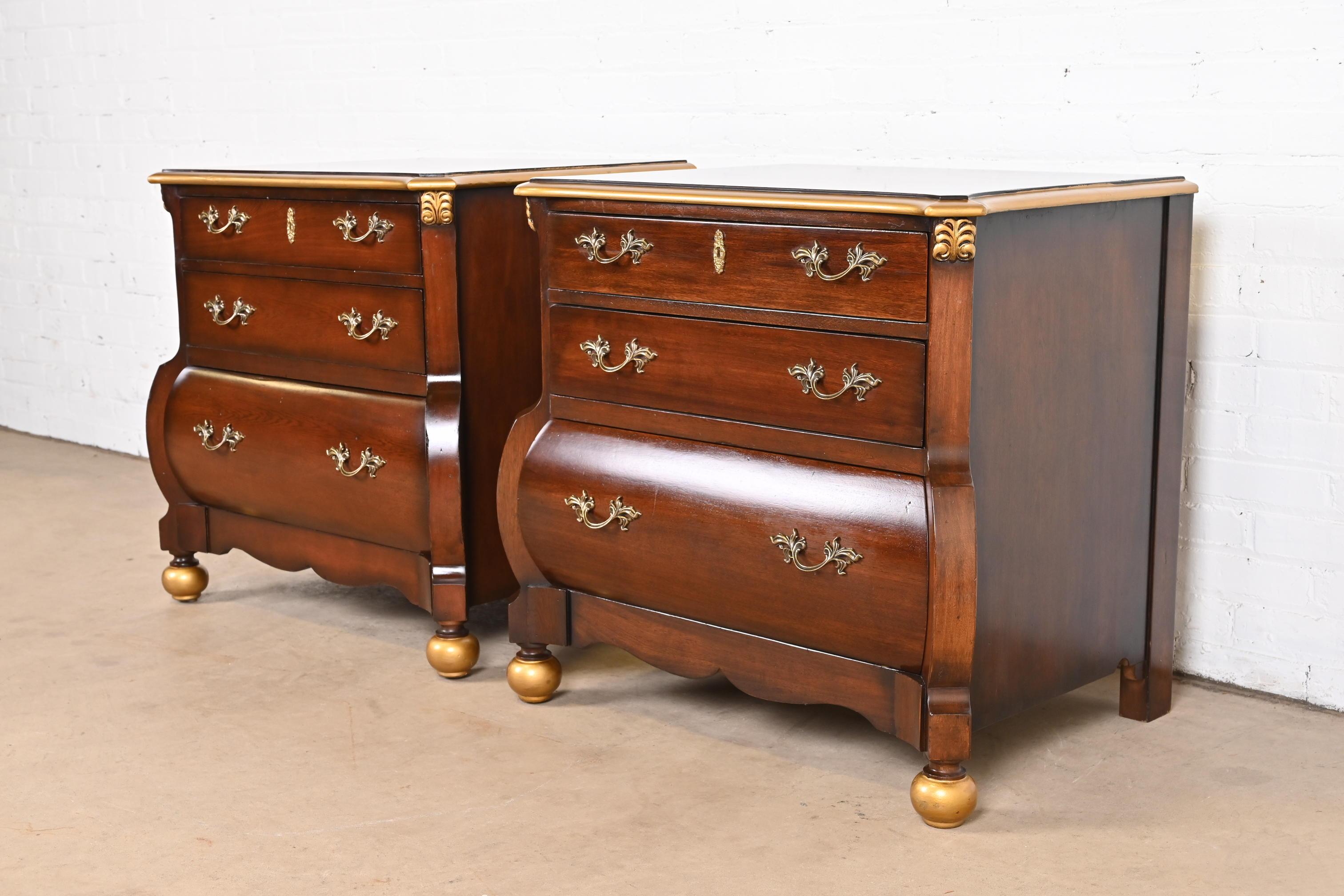 Colombian Ralph Lauren Italian Louis XV Mahogany Bombay Form Bedside Chests, Pair For Sale