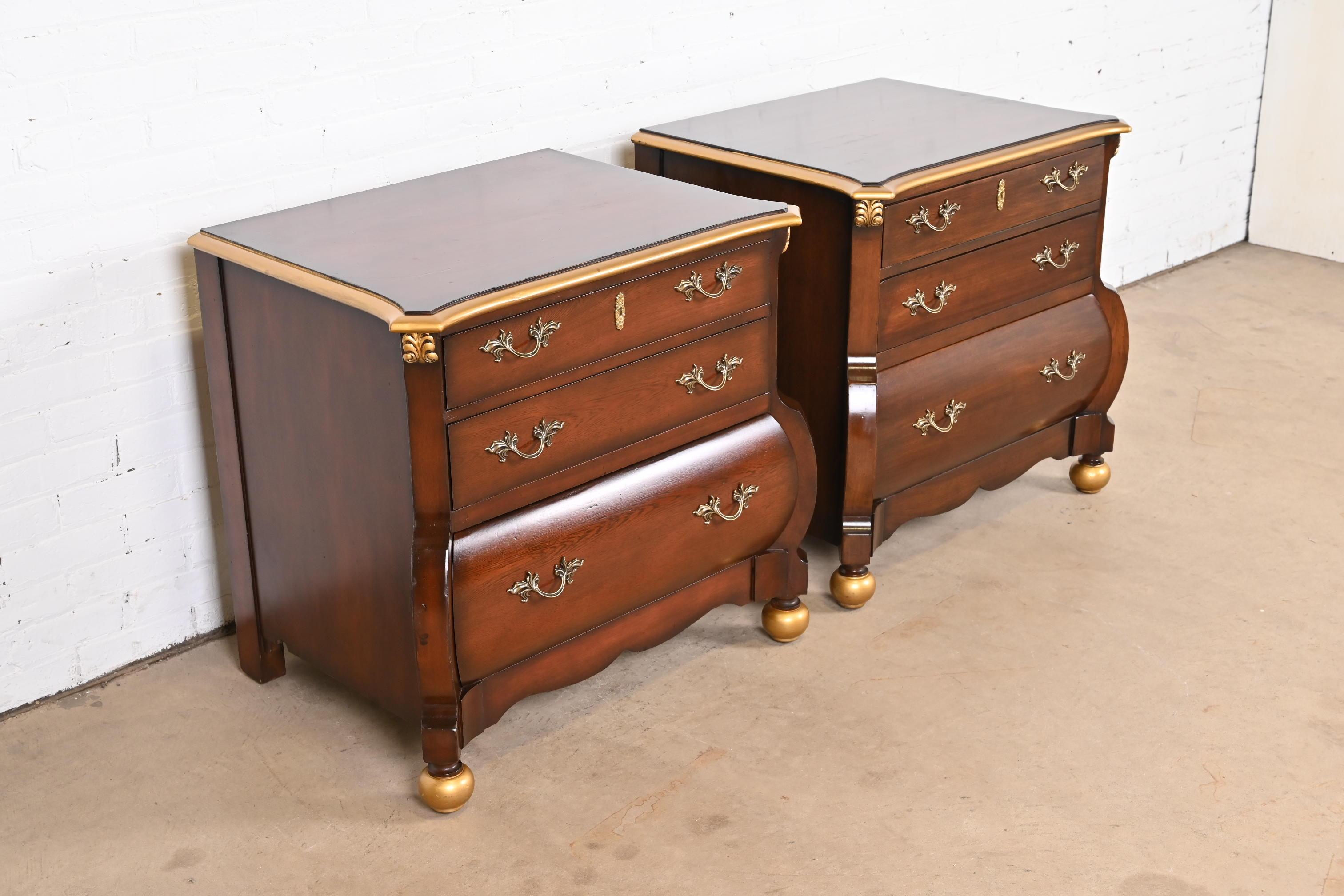Ralph Lauren Italian Louis XV Mahogany Bombay Form Bedside Chests, Pair In Good Condition For Sale In South Bend, IN