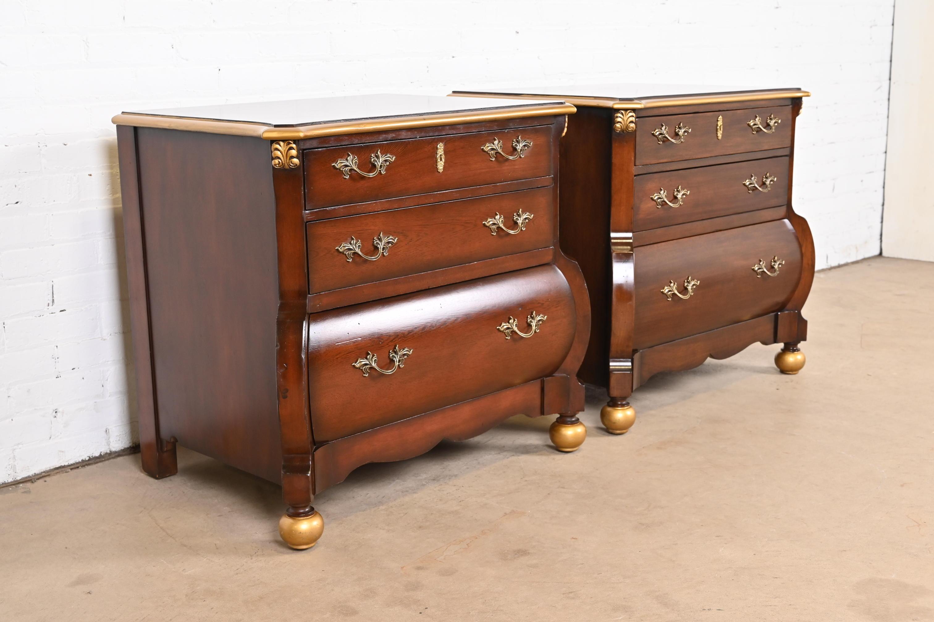 20th Century Ralph Lauren Italian Louis XV Mahogany Bombay Form Bedside Chests, Pair For Sale