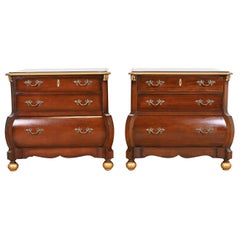 Ralph Lauren Italian Louis XV Mahogany Bombay Form Bedside Chests, Pair