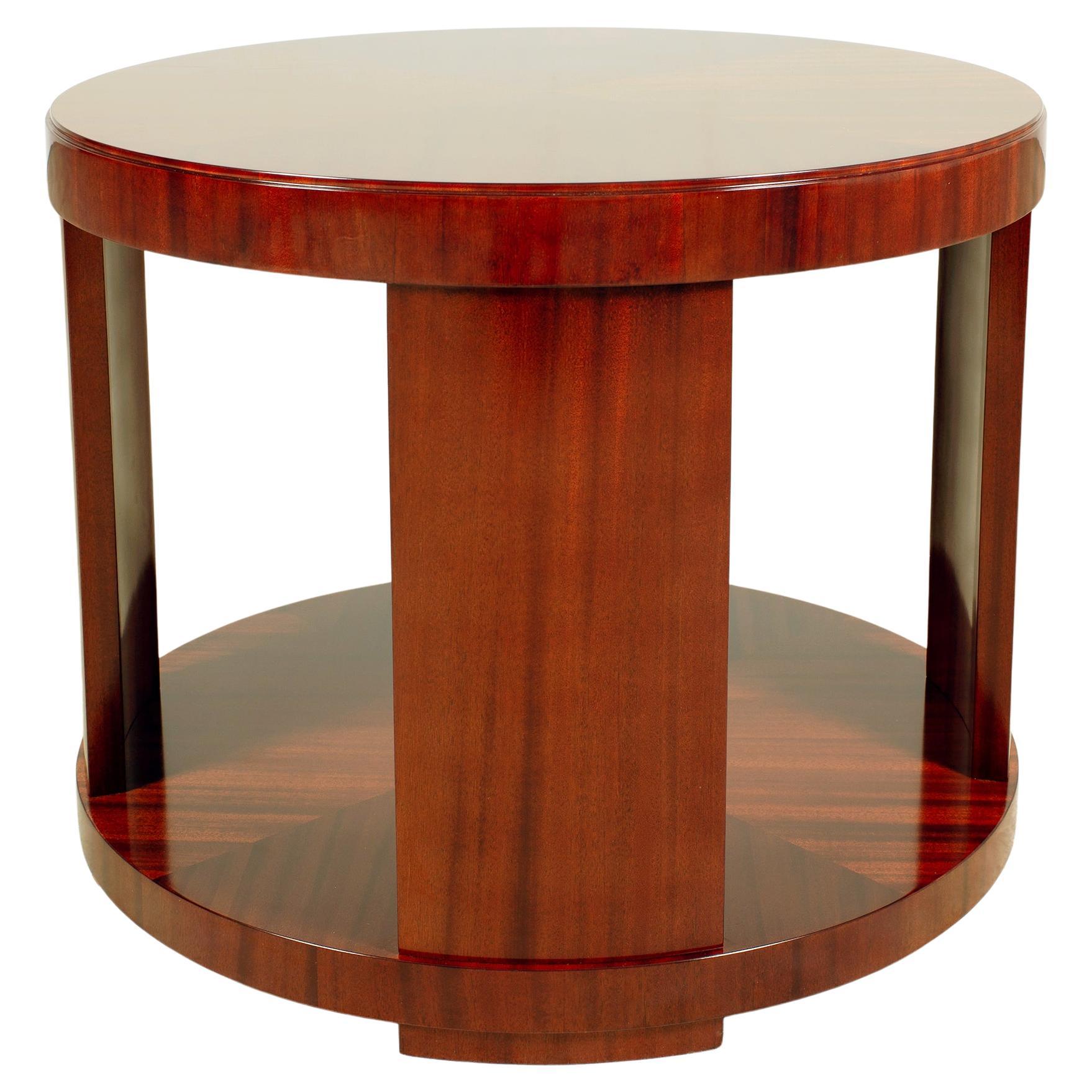 Ralph Lauren Italian Mahogany Round Modern Drum Table For Sale