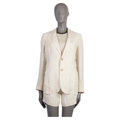 RALPH LAUREN ivory & blue linen PINSTRIPE Blazer Jacket 2 XS