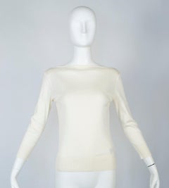 Ralph Lauren Ivory Boat Neck ¾ Sleeve Pullover, Original Tags–S-M, 21st Century