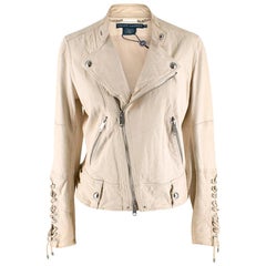 Ralph Lauren Ivory Leather Jacket SIZE 12