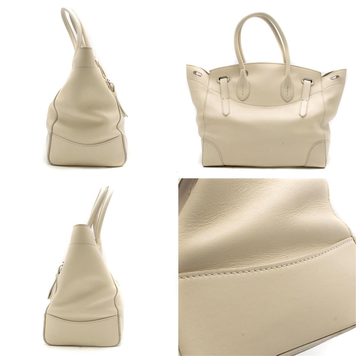 Ralph Lauren Ivory Soft Ricky BagRalph Lauren Cream Soft Ricky Bag

- Two leather top handles, each with a 5½