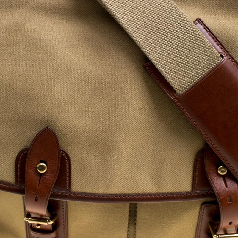 Ralph Lauren Khaki/Brown Fabric and Leather Trimmed Messenger Bag 3