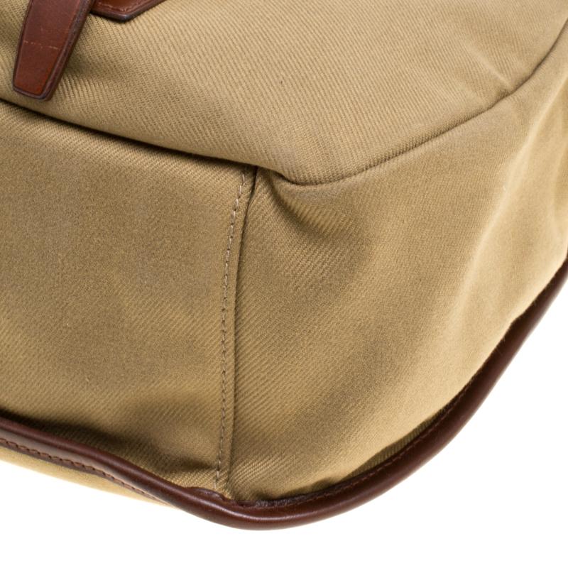 Women's Ralph Lauren Khaki/Brown Fabric and Leather Trimmed Messenger Bag