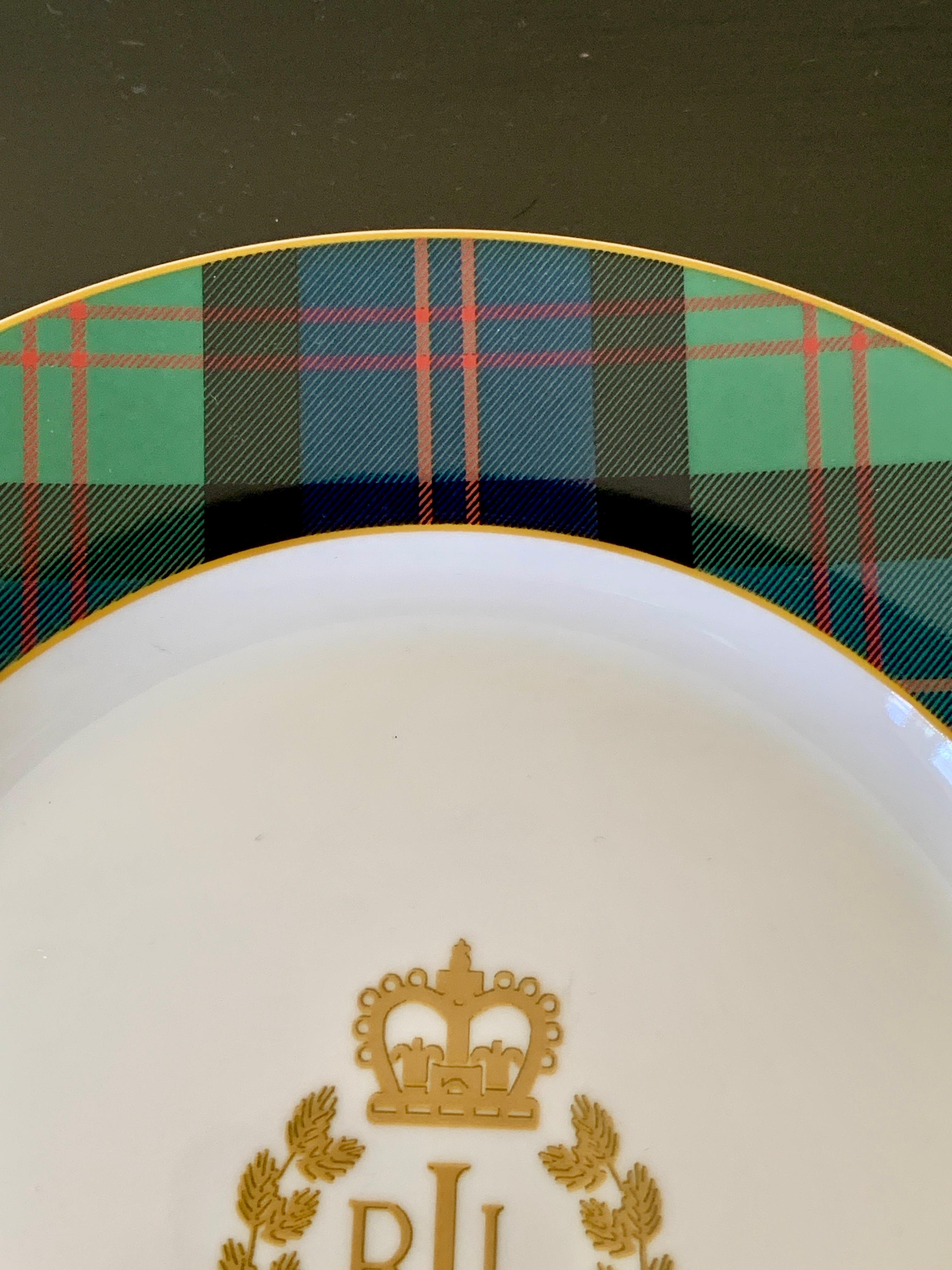 Contemporary Ralph Lauren Knockhill Tartan Plaid Luncheon Plates, Pair For Sale