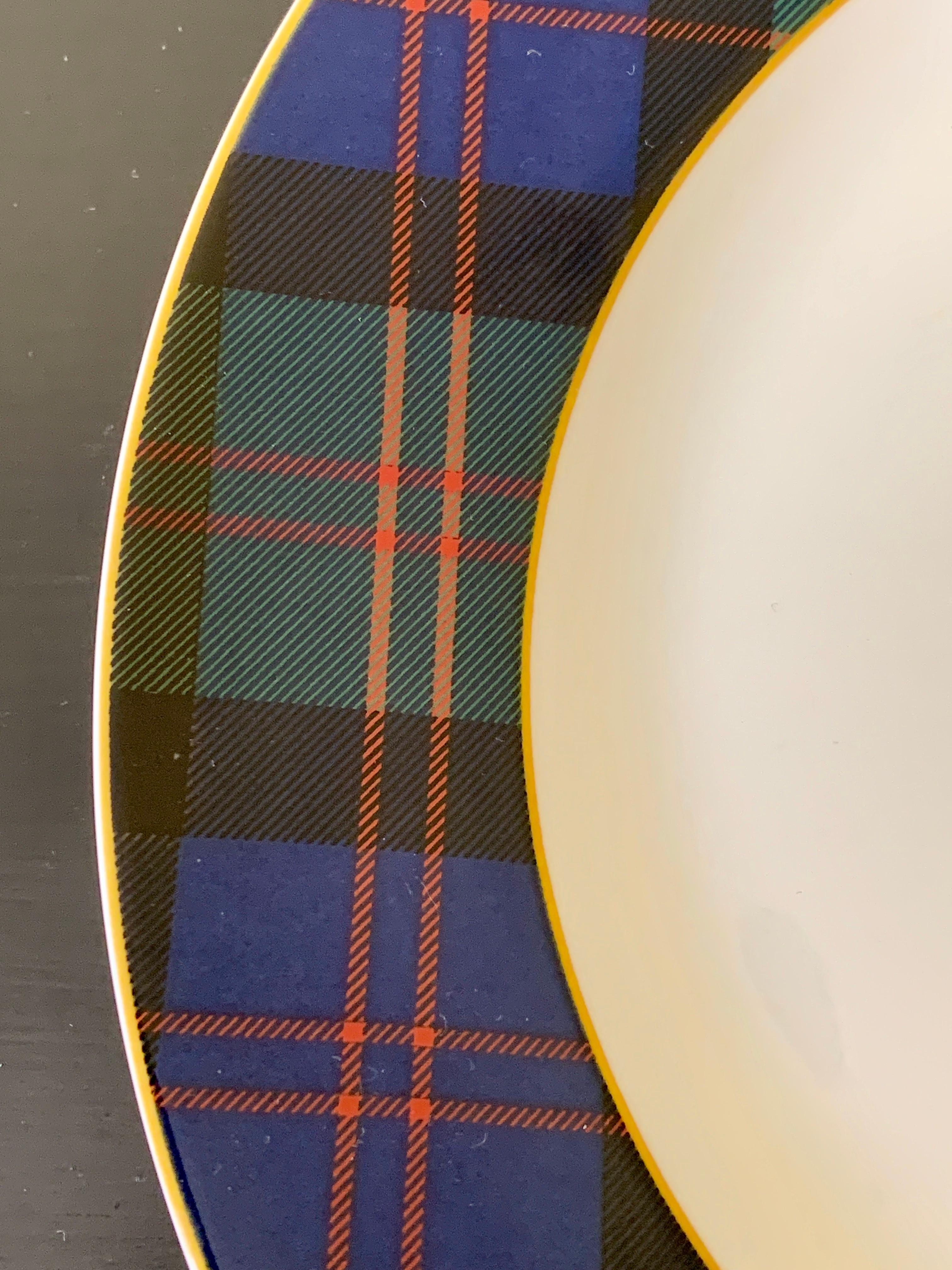 Ceramic Ralph Lauren Knockhill Tartan Plaid Luncheon Plates, Pair For Sale