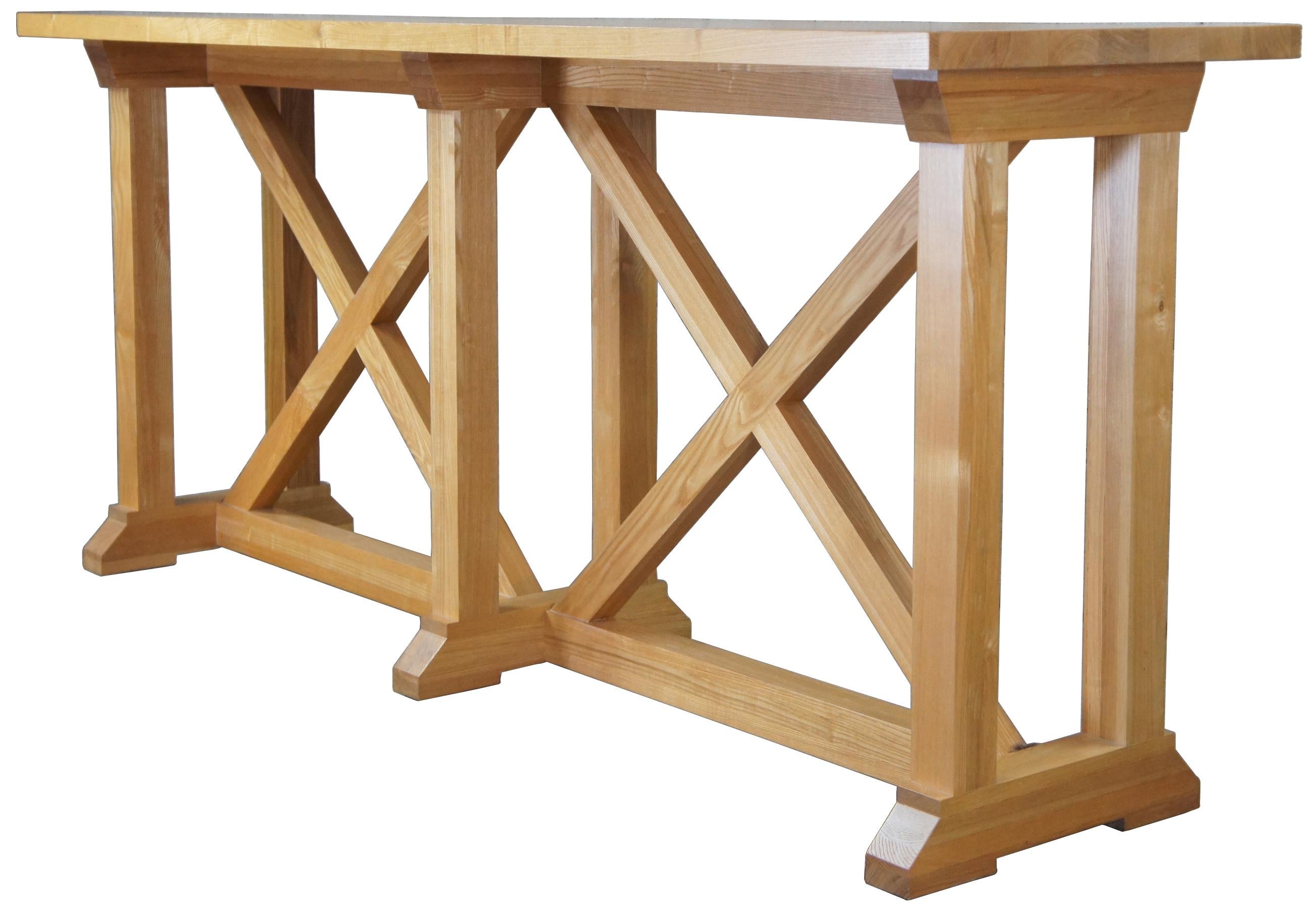 Vintage Lauren Ralph Lauren L/Studio case table. Made of oak with double X base and three legs. 300-46, 4467400821. Measure: 78