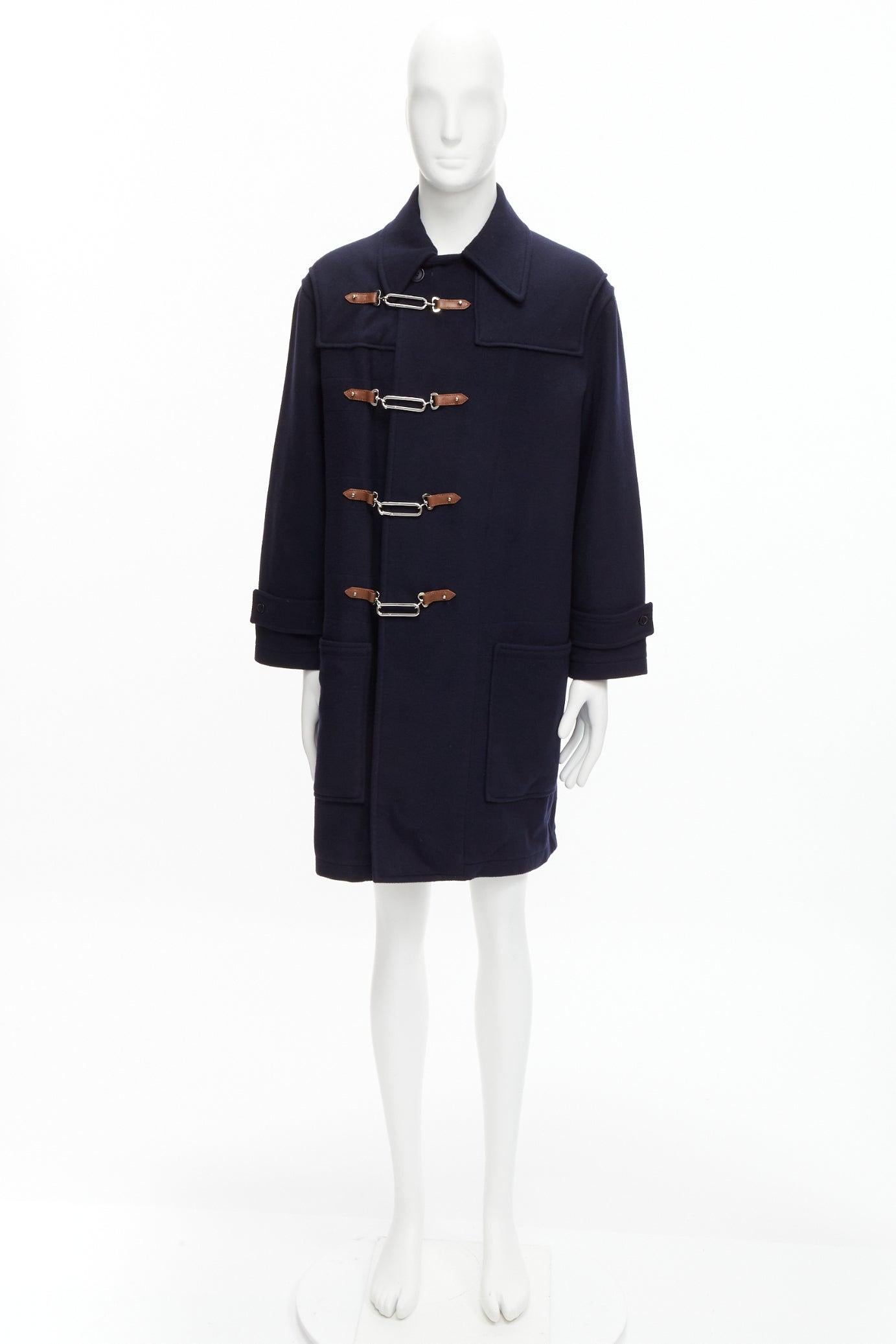 RALPH LAUREN Label Fintona 100% wool navy silver toggle buckle coat Size 6 M For Sale 6