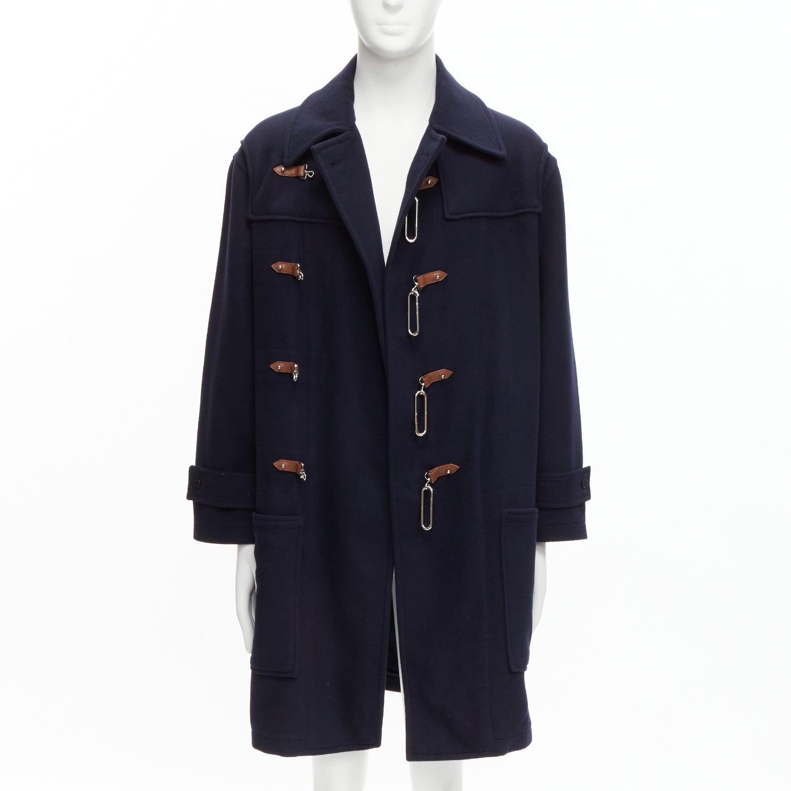 RALPH LAUREN Label Fintona 100% Wolle navy silberfarbener Mantel mit Knebelschnalle Größe 6 M im Zustand „Hervorragend“ im Angebot in Hong Kong, NT