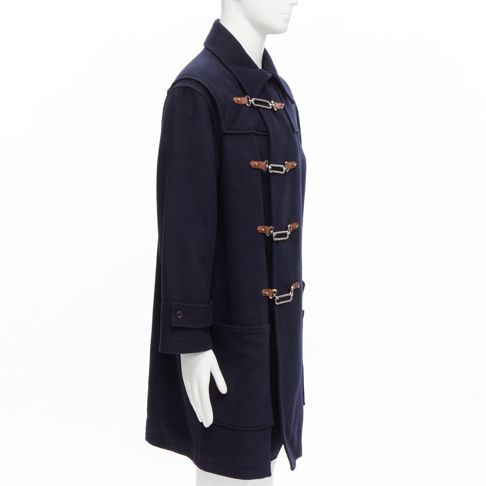 Men's RALPH LAUREN Label Fintona 100% wool navy silver toggle buckle coat Size 6 M For Sale