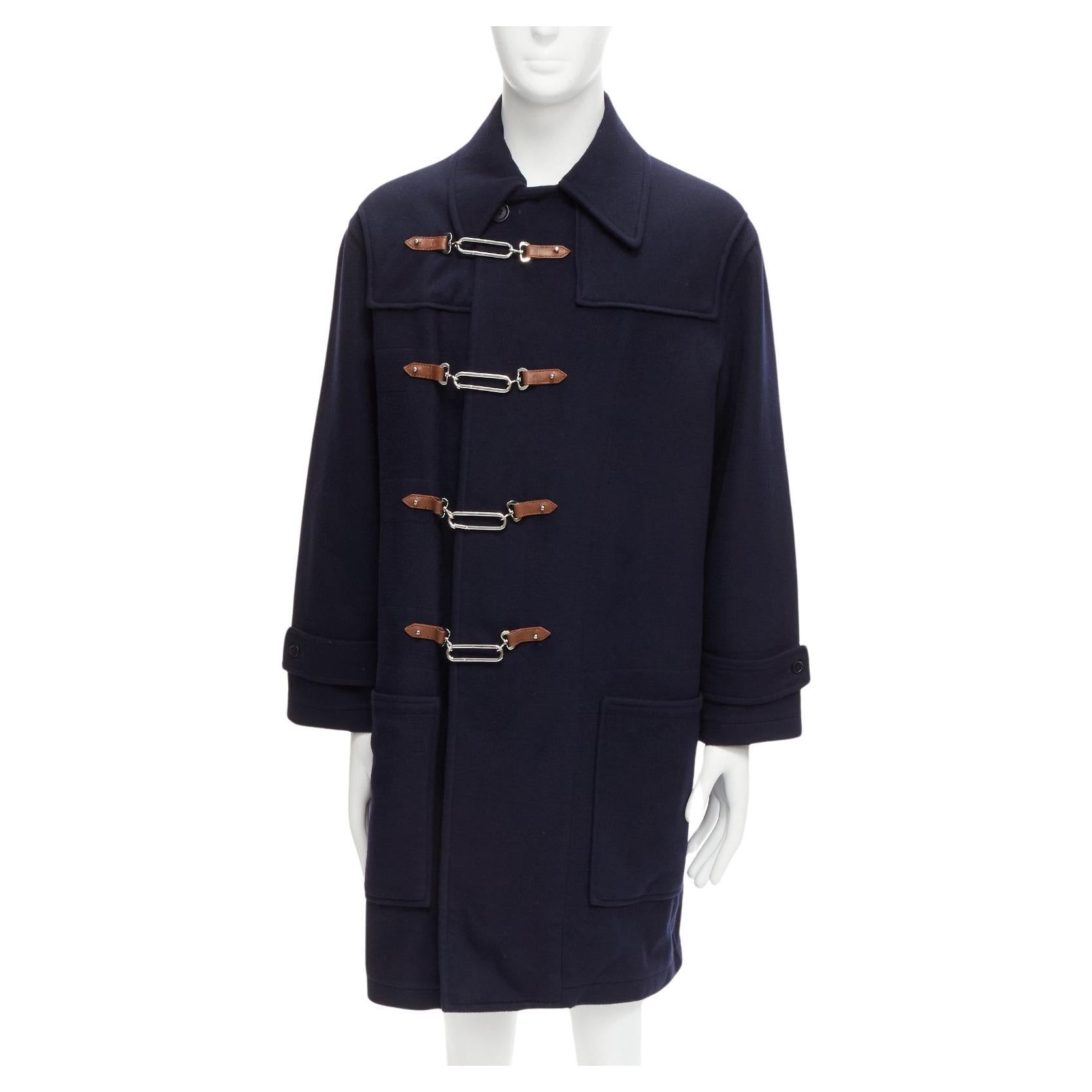 RALPH LAUREN Label Fintona 100% wool navy silver toggle buckle coat Size 6 M For Sale