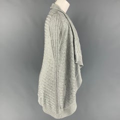 RALPH LAUREN Label Size S Silver Cotton Blend Cable Knit Open Front Cardigan