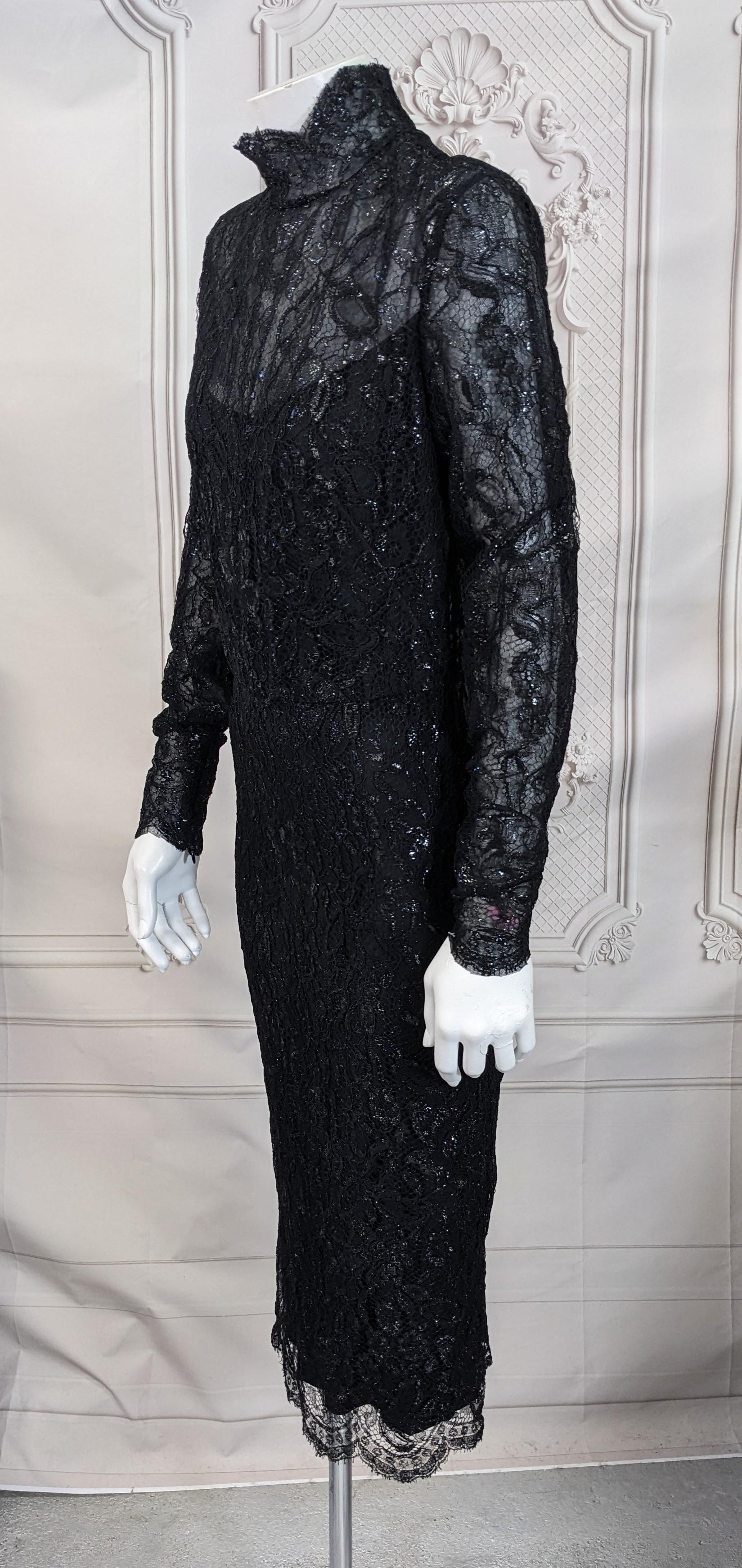 Robe fourreau en dentelle métallique laquée, Ralph Lauren Purple Label en vente 1