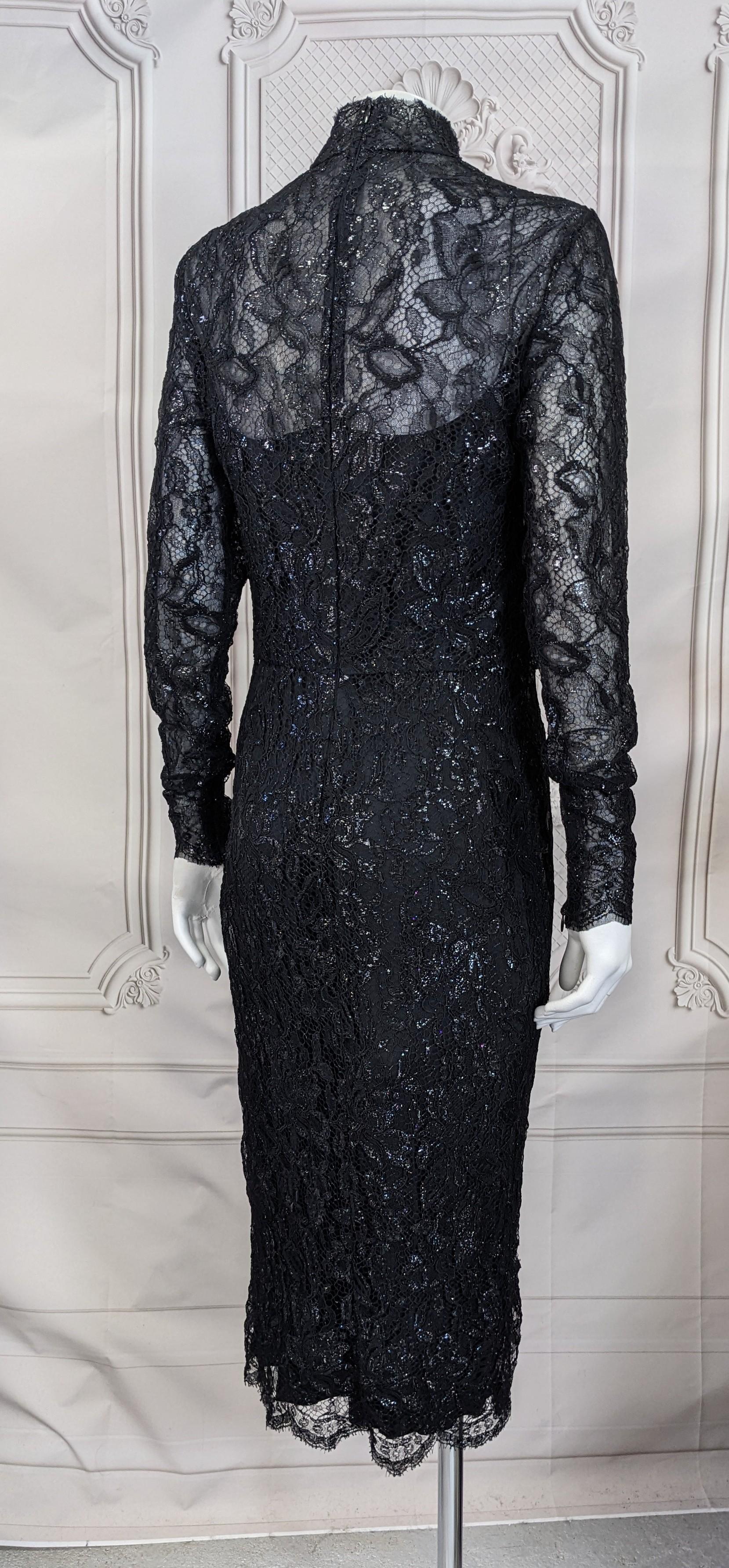Robe fourreau en dentelle métallique laquée, Ralph Lauren Purple Label en vente 3