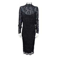 Ralph Lauren Lacquered Metallic Lace Sheath Dress, Purple Label