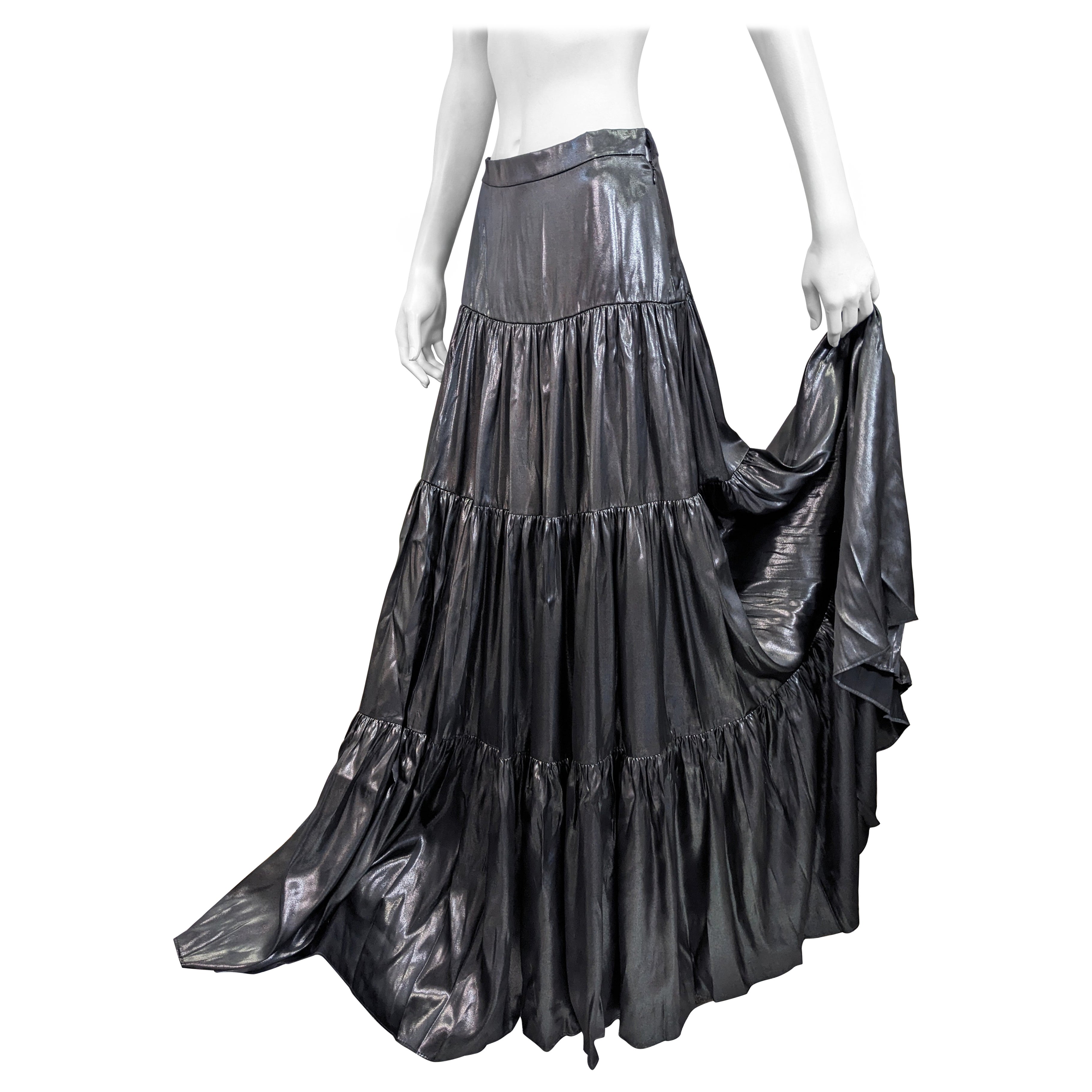 Ralph Lauren Lacquered Silk Peasant Skirt, Purple Label