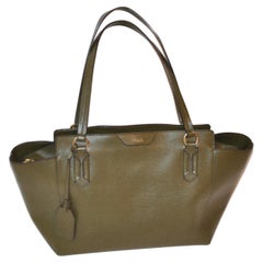 Ralph Lauren Large Textured Calfskin Olive-Green Double Handle Tote