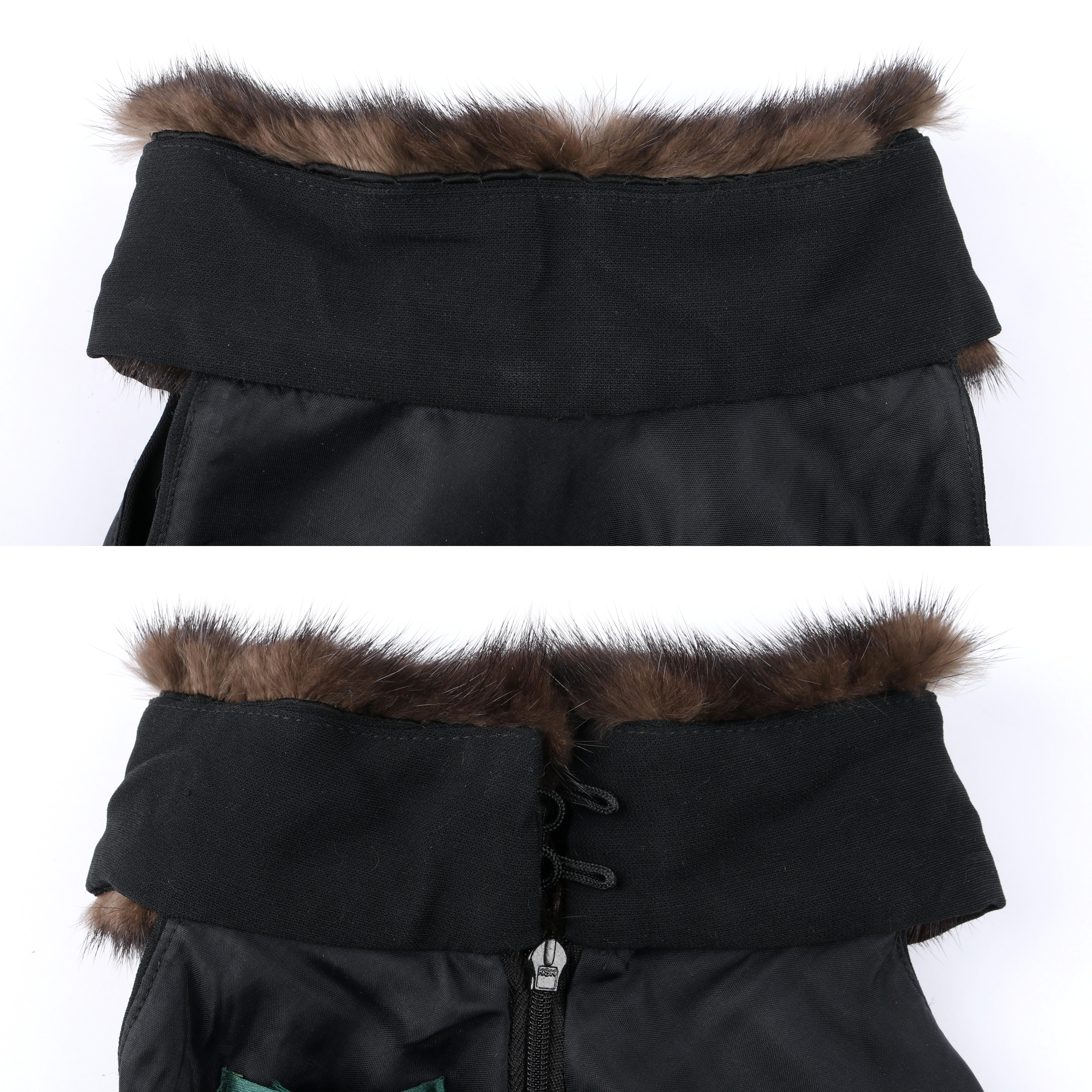 RALPH LAUREN Lauren Collection Black Mink Fur Collar Halter Evening Dress Gown 3