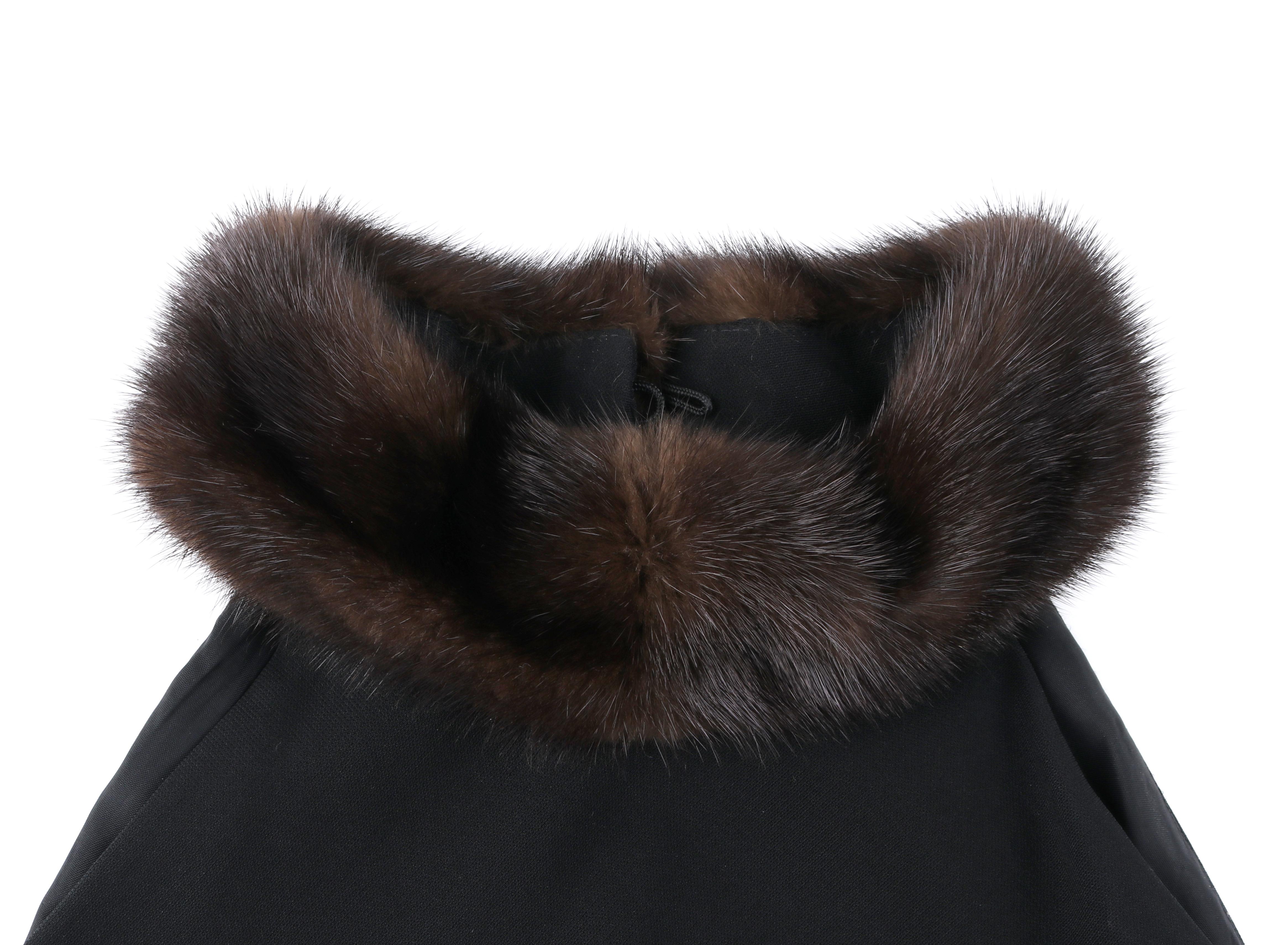 RALPH LAUREN Lauren Collection Black Mink Fur Collar Halter Evening Dress Gown 1