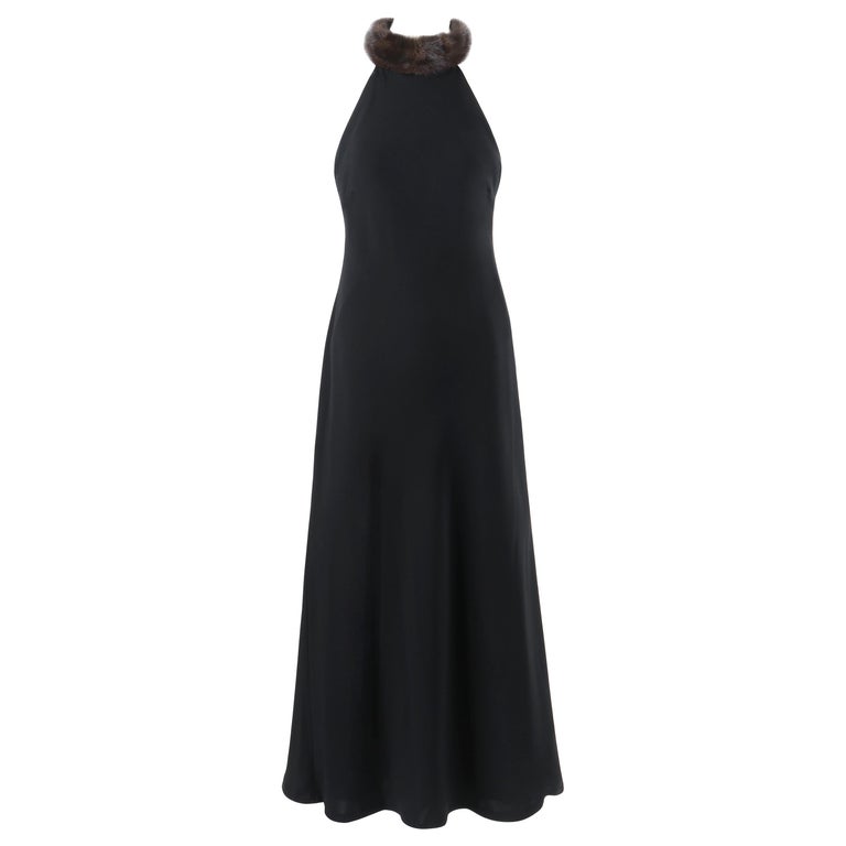 RALPH LAUREN Lauren Collection Black Mink Fur Collar Halter