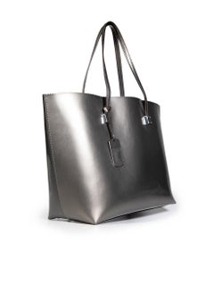 Ralph Lauren Lauren Ralph Lauren Silver Metallic Leather Tote Bag