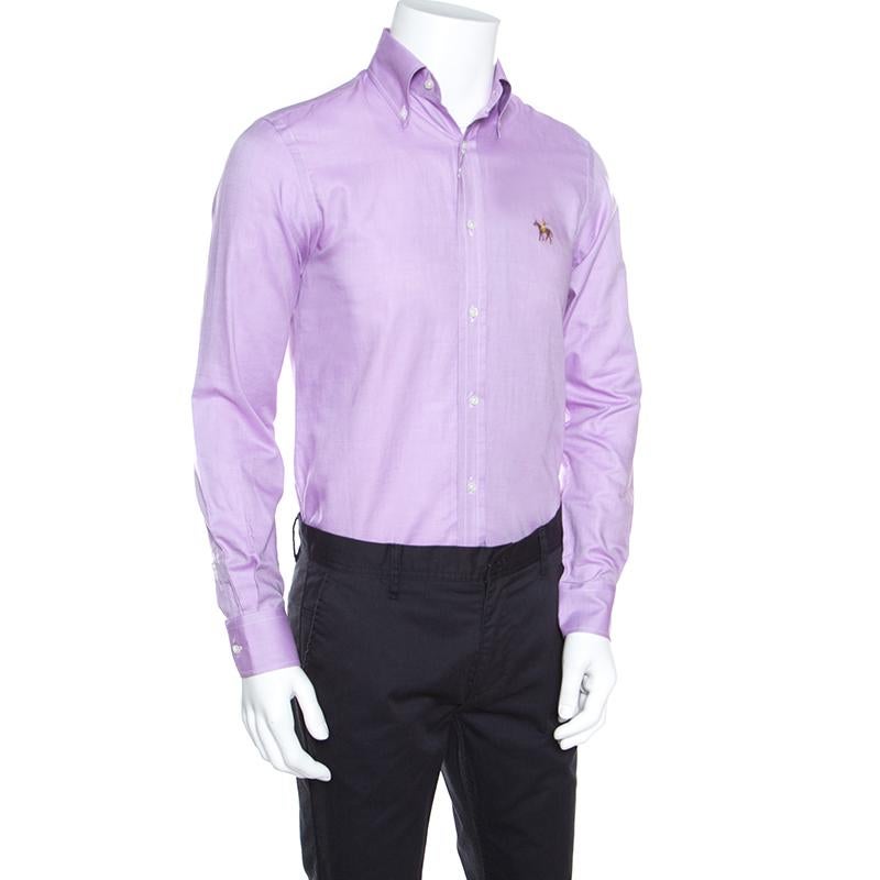 Purple Ralph Lauren Lavender Cotton Logo Embroidered Button Down Shirt S
